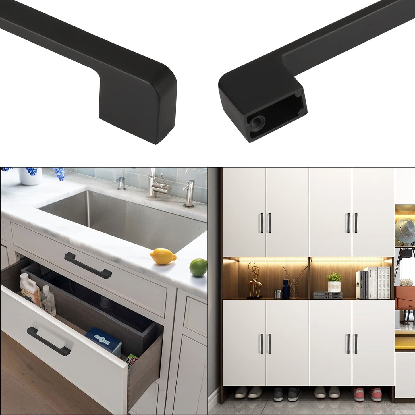 1 Stück Matte schwarze Schrank Küchenschrankgriffe Zinklegierschubladengriffe