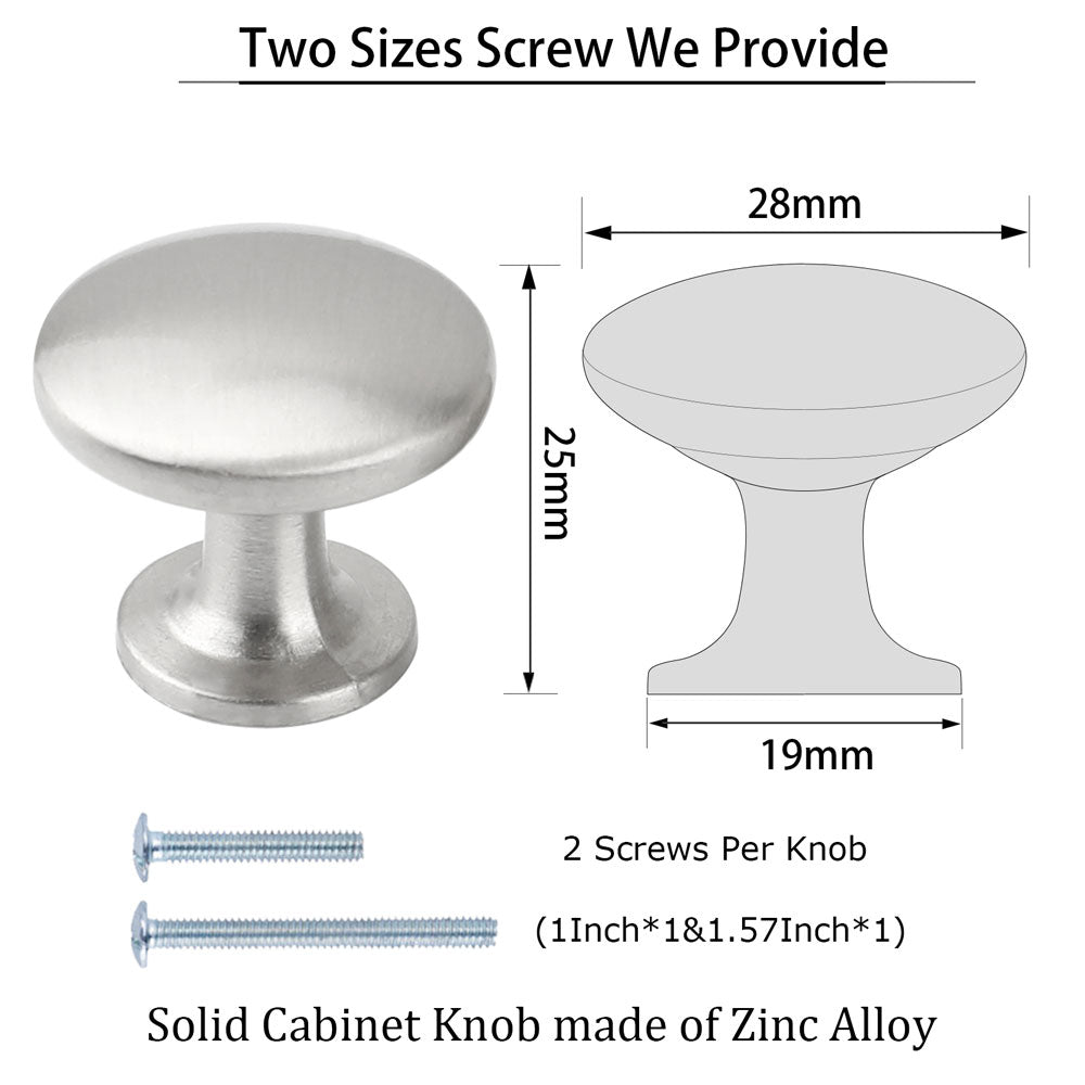 Schrankgriffe 1 Stück Runde Schrankknöpfe Satin-Nickel-Schubladenknauf Solide Kommode-Knöpfe – Goldenwarm DE