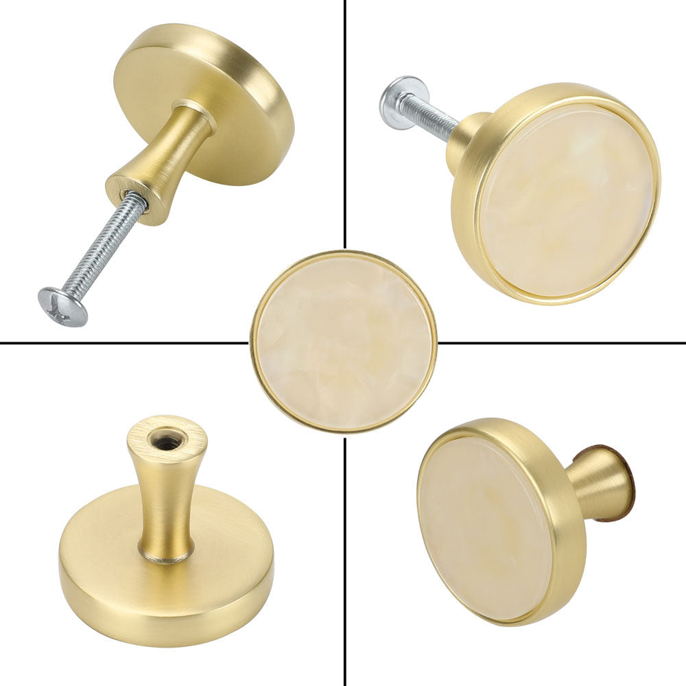 Gold Cabinet Knobs Runde Kn?pfe aus gebürstetem Messing für Kommodenschublade - Goldenwarmde