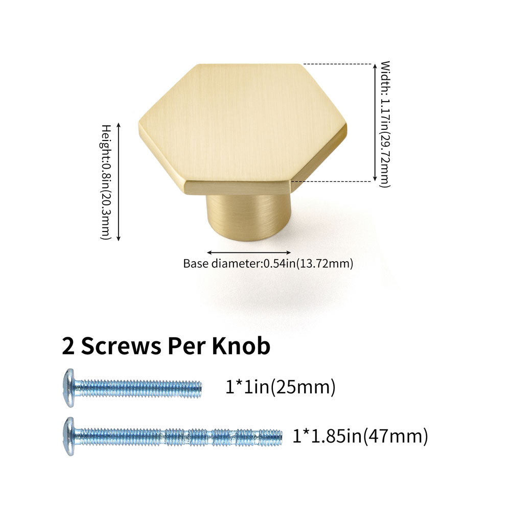 Goldfarbene Schubladenkn?pfe aus gebürstetem Messing sechseckige Schrankkn?pfe für die Küche - Goldenwarmsde