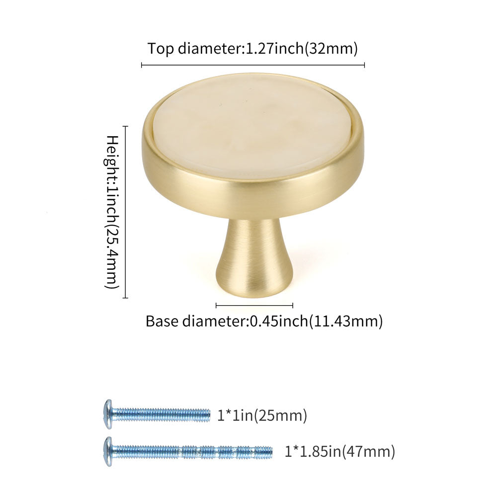 Gold Cabinet Knobs Runde Kn?pfe aus gebürstetem Messing für Kommodenschublade - Goldenwarmde