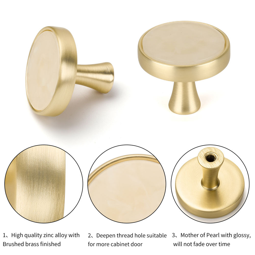 Gold Cabinet Knobs Runde Kn?pfe aus gebürstetem Messing für Kommodenschublade - Goldenwarmde