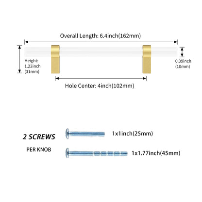 Schrankgriffe Gold Acryl-Messing-Griffe für Schubladenschränke