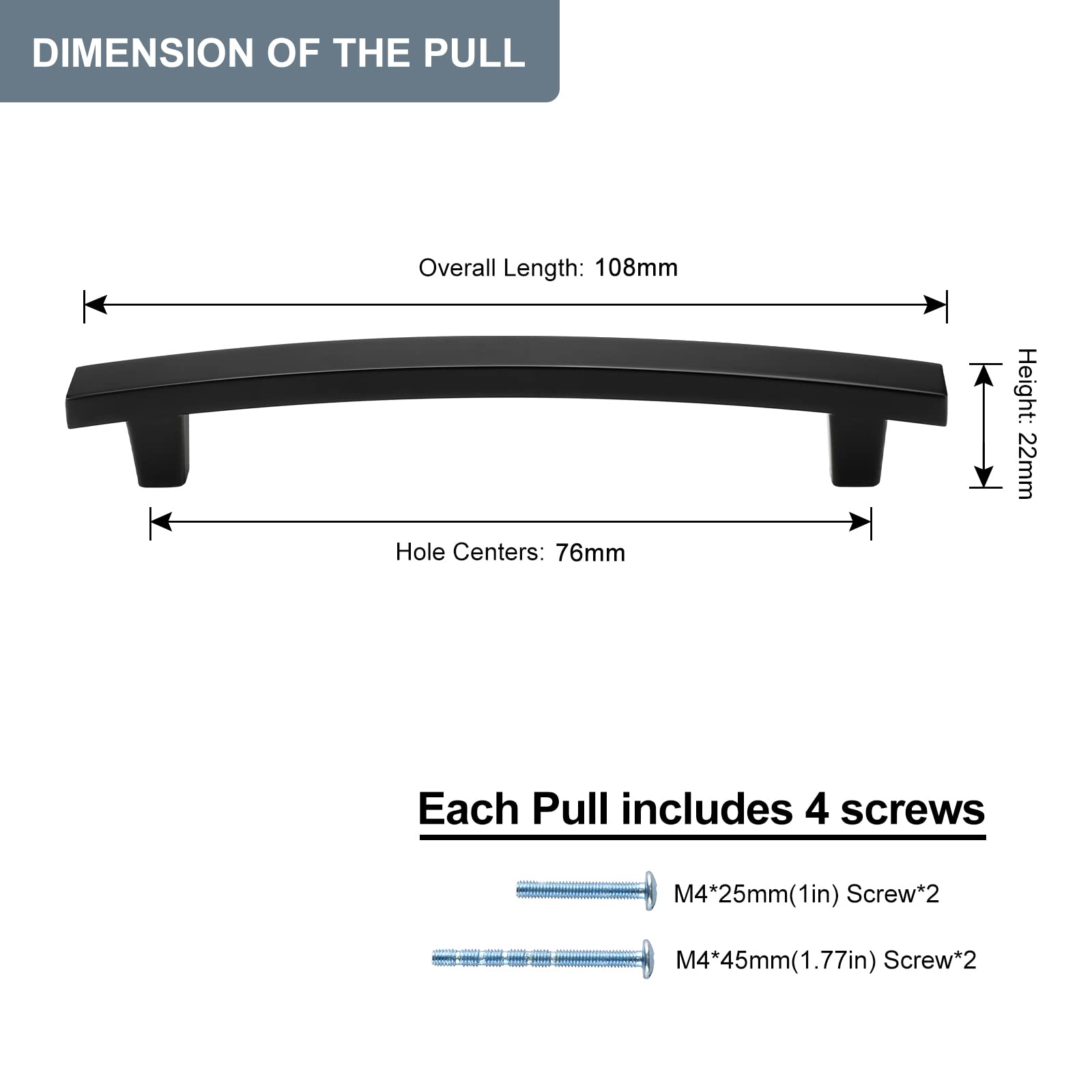 12 Stück Möbelgriffe Schwarz - Aluminium Schrankgriffe Mit 128mm Lochabstand