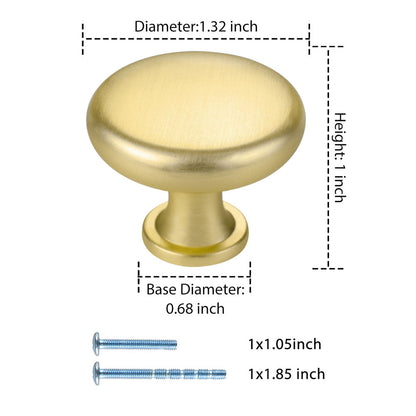 Kommodenkn?pfe aus gebürstetem Messing, goldfarbene, runde Badezimmerschrankkn?pfe - Goldenwarmde