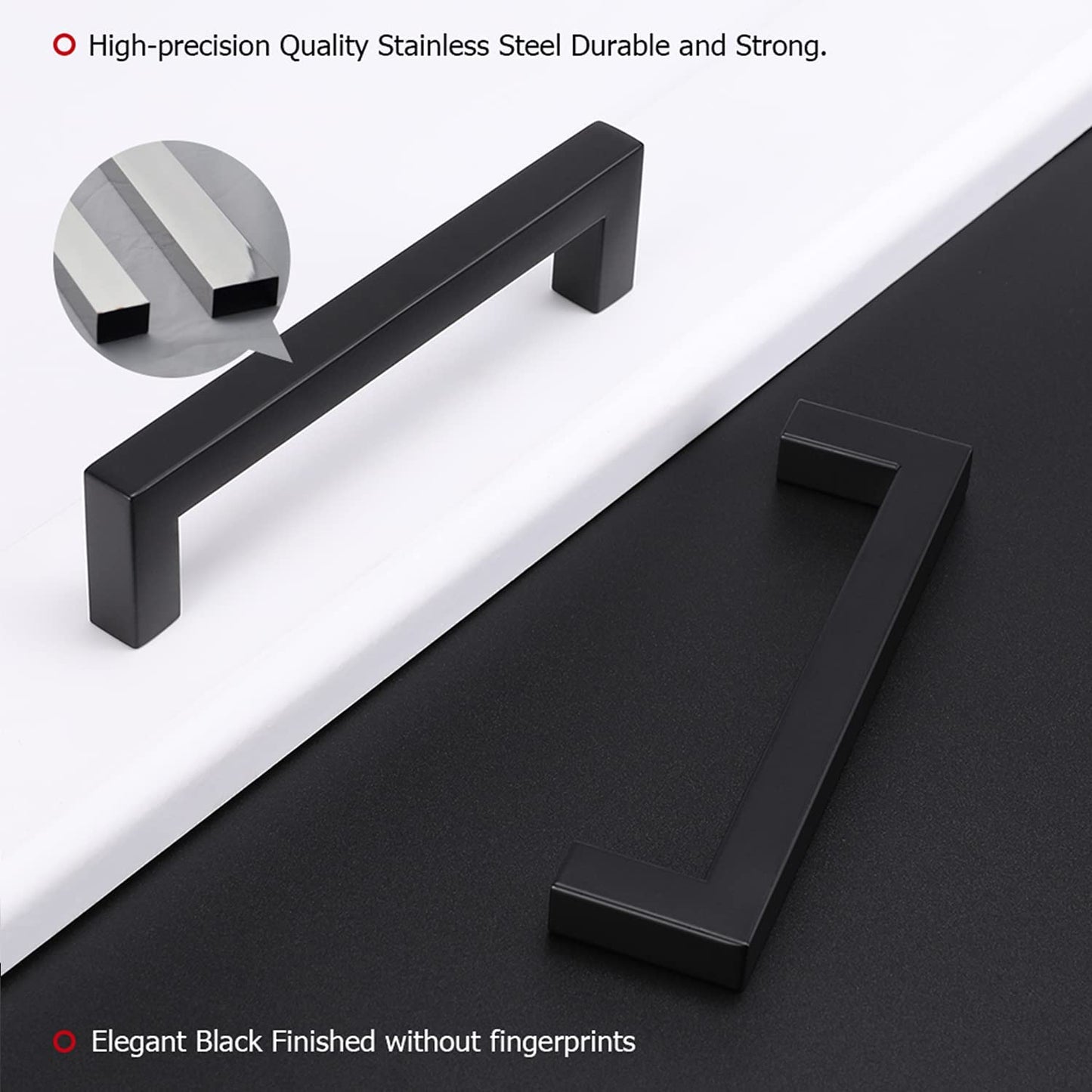 1 Stück Bohrlochabstand 76mm-458mm Schwarz Küche Hardware Schublade Griffe Quadrat